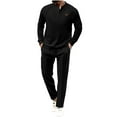thumbnail image 2 of Wavsuf Sweatsuits 2pcs Sets Mens Jogger Set Long Button Sweatshirt and Sweatpants Black Size M, 2 of 9