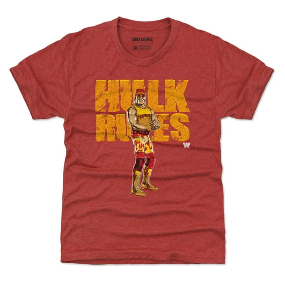 Youth 500 Level Heather Red Hulk Hogan Hulk Rules T-Shirt