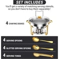 thumbnail image 1 of Ensemble de Buffet de Luxe 5 L en Acier Inoxydable Doré – Ensemble de 2 Réchauds Ronds pour Aliments avec Couvercles en Verre Trempé, Chauffage à l'Alcool Amovible, Ustensiles Inclus – Approprié pour Fêtes, Mariages, 1 of 7