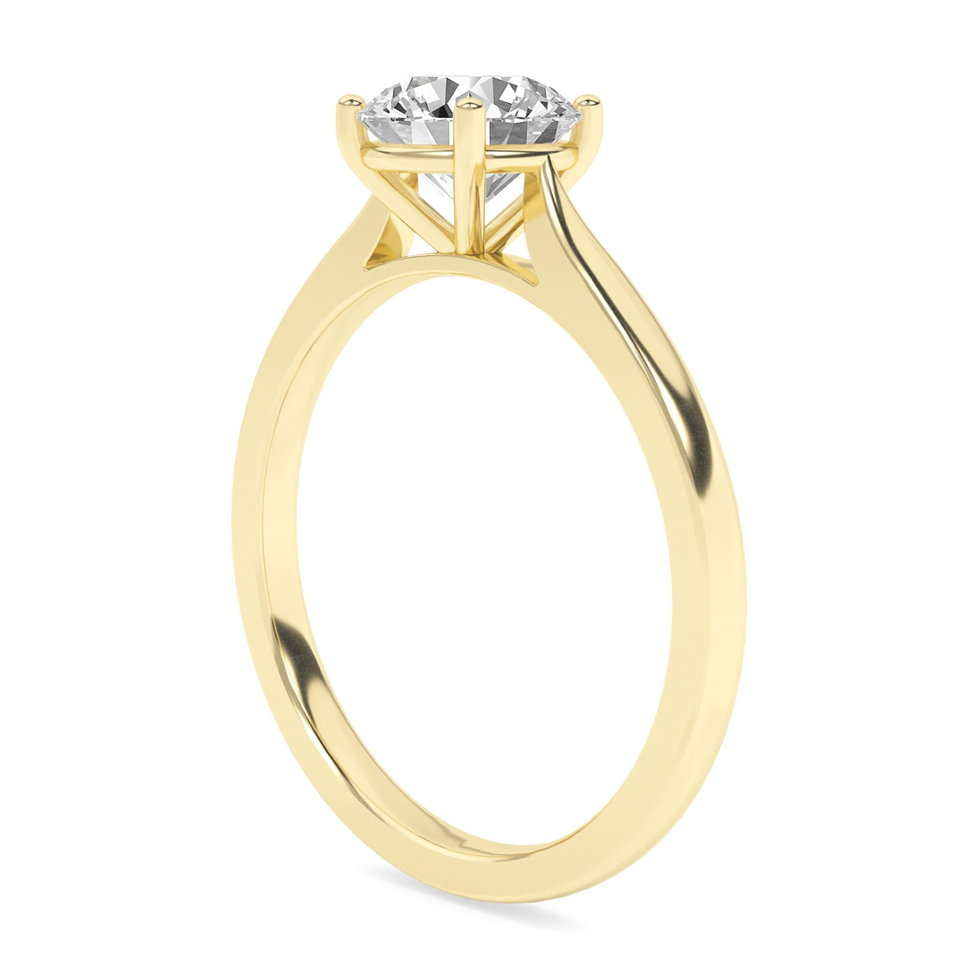 AFFY 1.00 Carat (ctw) Solitaire Engagement Rings For Women, Round Lab Created Moissanite Promise Ring For Her In 10k Solid Yellow Gold | VVS1 Quality (1 ctw) Ring Size-7.5