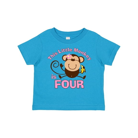 Inktastic Little Monkey Girl 4th Birthday Girls Toddler T-Shirt