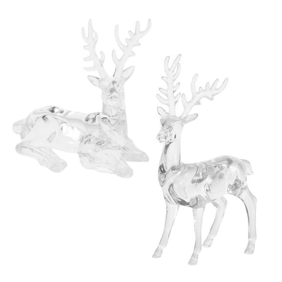 ELAYARD 2Pcs Acrylic Christmas Deer Figurines Clear Reindeer Ornaments for Holiday Party and Table Decor