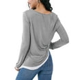 thumbnail image 2 of OHHSHEEN Womens Long Sleeve Shirts, Casual Crewneck Tunic Tops for Womens Fall, Basic Tees for Women Loose Fit, 2 of 6