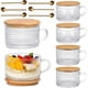 thumbnail image 1 of 6 Piezas Tazas de Café de Vidrio Vintage,Tazas para cafe de vidrio,con tapas y cucharas,Tazas de Vidrio Transparente con Relieve de 14oz,tazas para cafe Ideales para Capuchino,Té,Café con Leche., 1 of 4