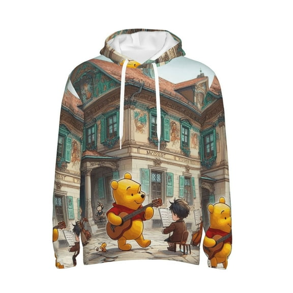 Winnie The Pooh Trendy Cartoon Men'S Fleece Hooded Hoodie, hoodies for women men with pockets,Fall Fashion 2025 Pullover Sweaters Winter Clothes