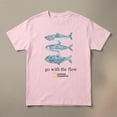 thumbnail image 5 of National Geographic t-shirt with three blue fish graphic and the words 'go with the flow', 5 of 6