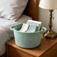 thumbnail image 6 of Linnome Woven Rope Storage Basket Desktop Organizer for Playthings Cosmetics Jewelry Non Woven Fabric 9.45x5.51 Inch, 6 of 6