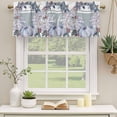 thumbnail image 2 of Blue Fall Curtain Valances for Windows, Kitchen Valance Window Treatments Panel 2 Pack, Pumpkins Wreath Maple Leaf Thanksgiving Rod Pocket Short Curtains for Bathroom Bedroom 60 x 18 Inch, 2 of 8
