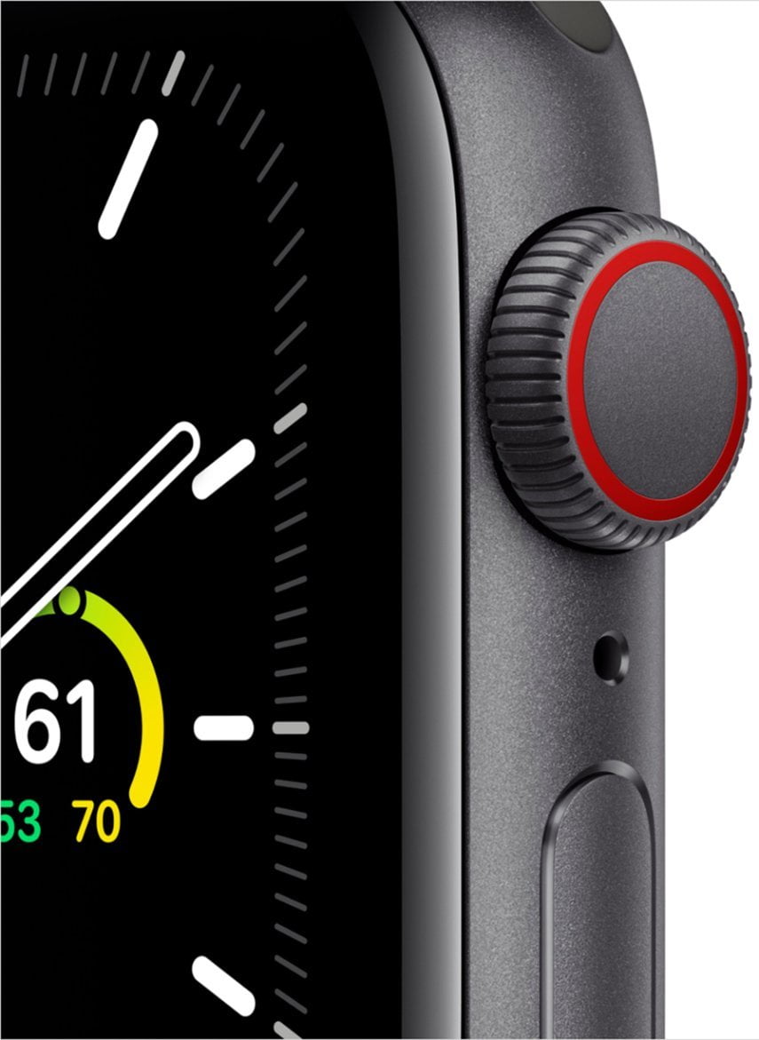 Apple Watch SE 1st Gen (GPS) + Cellular 40mm Space Gray Aluminum Case with Black Sport Band, 1