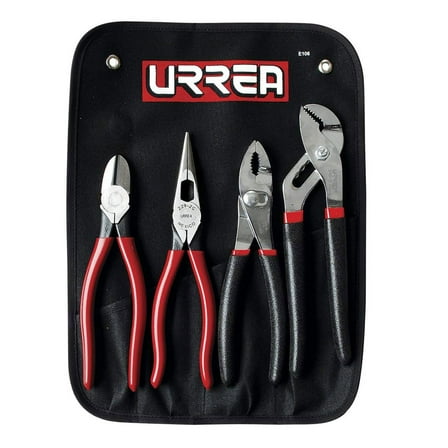 Urrea J200G 4 Piece Plier Set (Long Nose Slip Joint Diagonal Tongue & Groove)