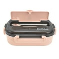 thumbnail image 2 of Lunch Box, Compartment Insulated Bento Box 3 Grids Multipurpose  Proof With Chopsticks Spoon For Office For Camping Pink, 2 of 8
