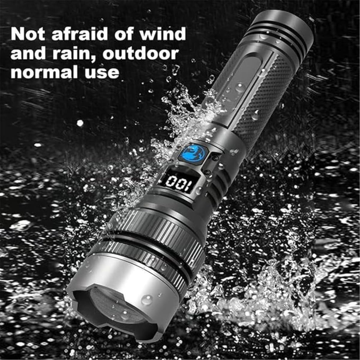 2-in-1 Strong Flashlight (Power Bank)，Digital Display of Power, Rechargeable, X4Waterproof, Adjustable Brightness Flash Light for Outdoor, Emergency, Night Garage Lighting