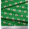 thumbnail image 3 of Soimoi Green Heavy Satin Fabric Snowman & Snowflake Christmas Fabric Prints By Yard 54 Inch Wide, 3 of 3