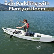 Sea Eagle TC16 Inflatable 16’ High Pressure Drop Stitch Travel Canoe-Wood Web Seats, Pump, Bag and Optional Paddles for Lakes, Rivers & Bays-Easy to Transport, Pack & Stow- Basic Package w/Web Seats
