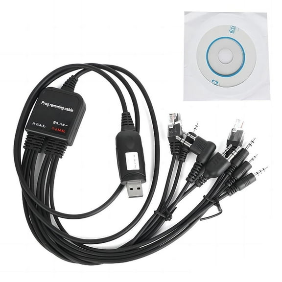 Yammee 8 in 1 USB Programming Cable CB Radio Walkie Talkie Coding Cable Program Cord
