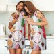 thumbnail image 4 of Easygdp Christmas Gingerbread Cookies Camisón de manga corta para mujer, informal, estampado, 4 of 6