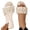 Beige, variant on Women Pearl Ruched Flat Slippers Square Open Toe Faux Leather Casual Summer Slip On Dressy Sandals, White