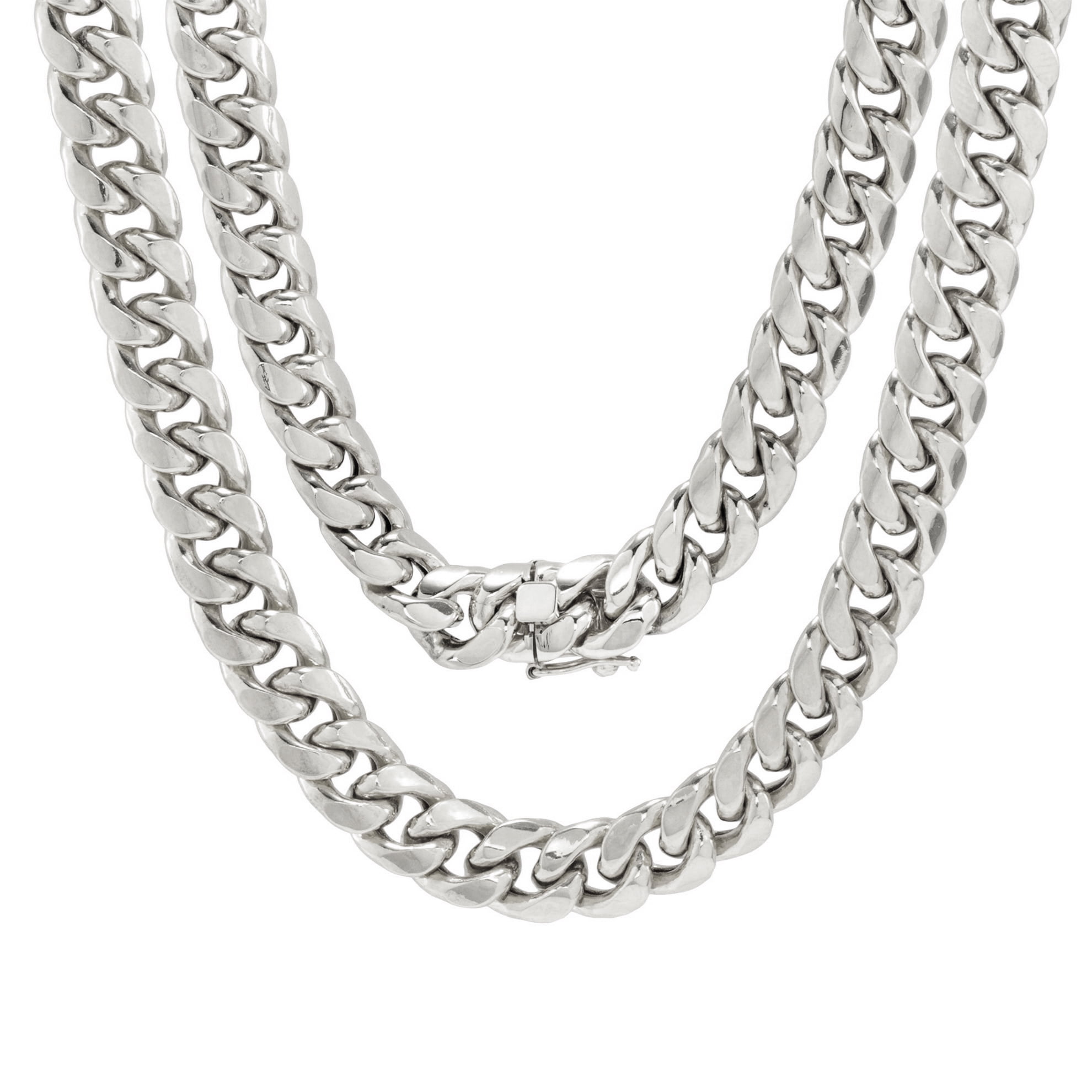 Nuragold 10k White Gold 7.5mm Miami Cuban Link Chain Necklace, Mens