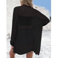 thumbnail image 5 of Women's Crochet Bell Sleeve Cropped Cardigan Button Down See Through Lightweight Sweater Knitted Top, 5 of 6