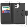 thumbnail image 4 of Case for iPhone 13 Pro Max 6.7 inch, Glossy PU Leather 9 Card Slots Magnetic Closure Detachable Wrist Strap Zipper Wallet Shockproof Removable Back Cover Case - Black, 4 of 15