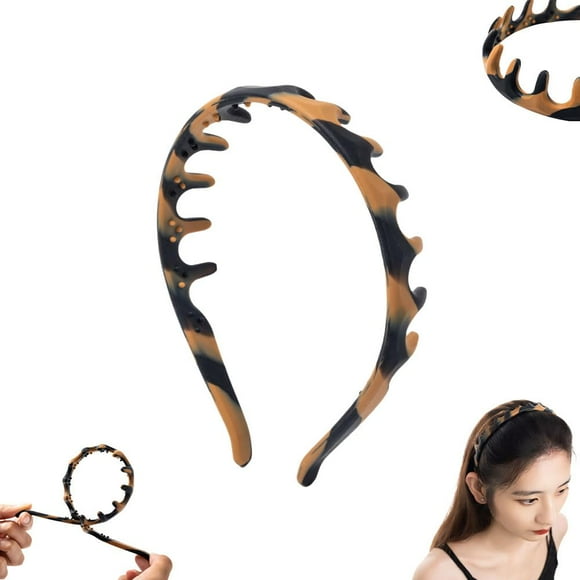 Silicone U Shape Fashion Tooth Hair Comb Headband, 2025 New Zig Zag High Cranium Head Bands for Women's Hair Non Slip, Reversible Korean Headbands with Teeth (Amber, 1 Count (Pack of 1))
