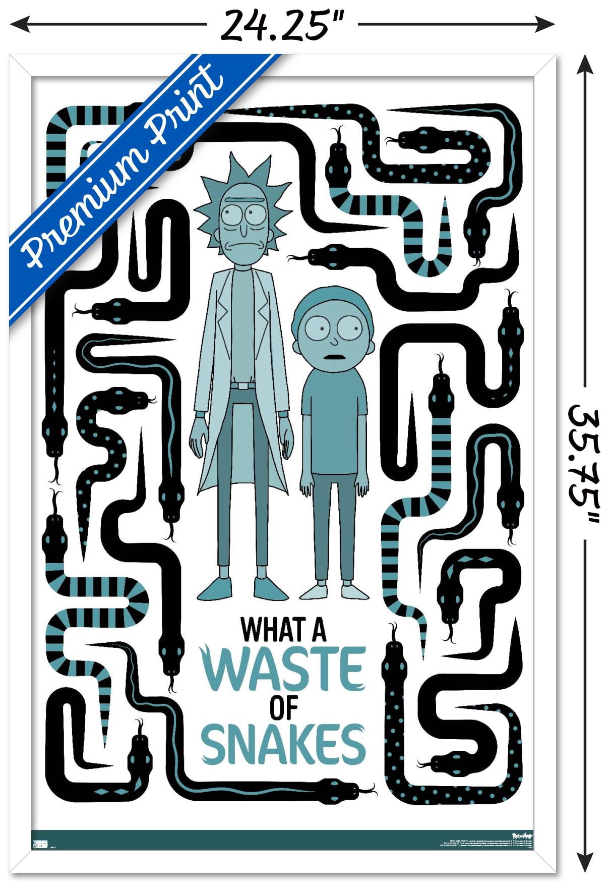 Rick and Morty - Waste of Snakes Wall Poster, 22.375" x 34", Framed