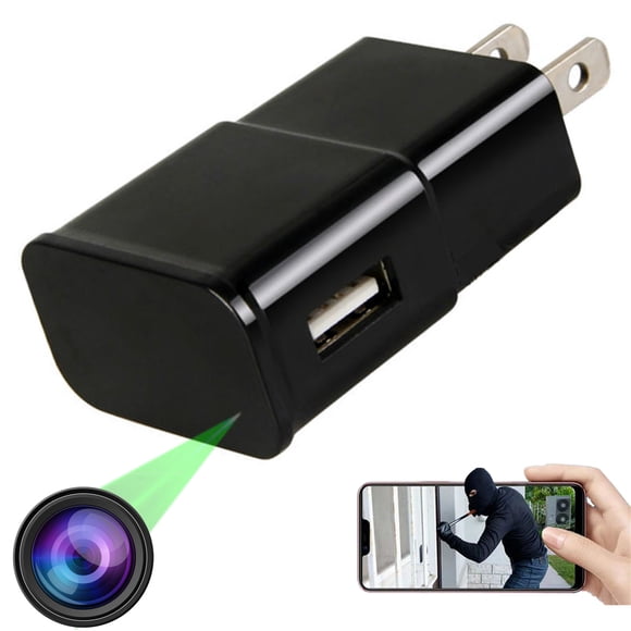 Mini Camara WIFI Espia en Cargador Usb para cargar el celular Oculta vigilancia inalambrica Wifi P2p Fullhd 1080p Max 32gb Video 24hrs/7 App Android Y iPhone Lente Sony De Gogo Electronics Color Negro