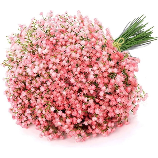 Ramas de flores artificiales de Gypsophila, toque Real, arreglo Floral para fiesta de boda, decoración del hogar (rosa), 6 uds.