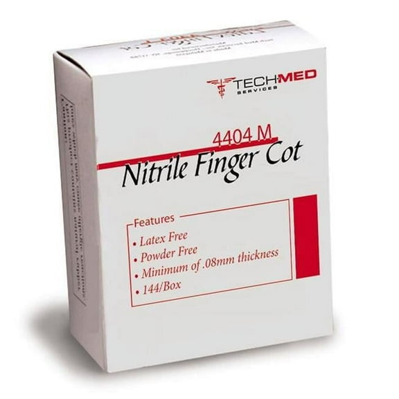 Tech Med 4404L Non-Latex Nitrile Pre Rolled Finger Cot, Large