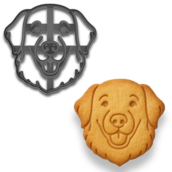 Mighty Gadget Happy Golden Retriever Face Cookie Cutter - 4x3.88", Realistic Pet Cookie Stamp (Random Color)
