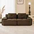 thumbnail image 3 of FFH 80" Corduroy Loveseat Modular Cloud Couch Sectional Sofa for Living Room (Brown, 2 Seater), 3 of 14