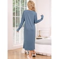 thumbnail image 4 of DARING DIVA Women's Long Sleeve Long Soft Button Down Nightshirt XS Blue, 4 of 6