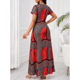 thumbnail image 2 of Red African Print Maxi Dress With Short Sleeves And Scoop Neck, 2 of 5