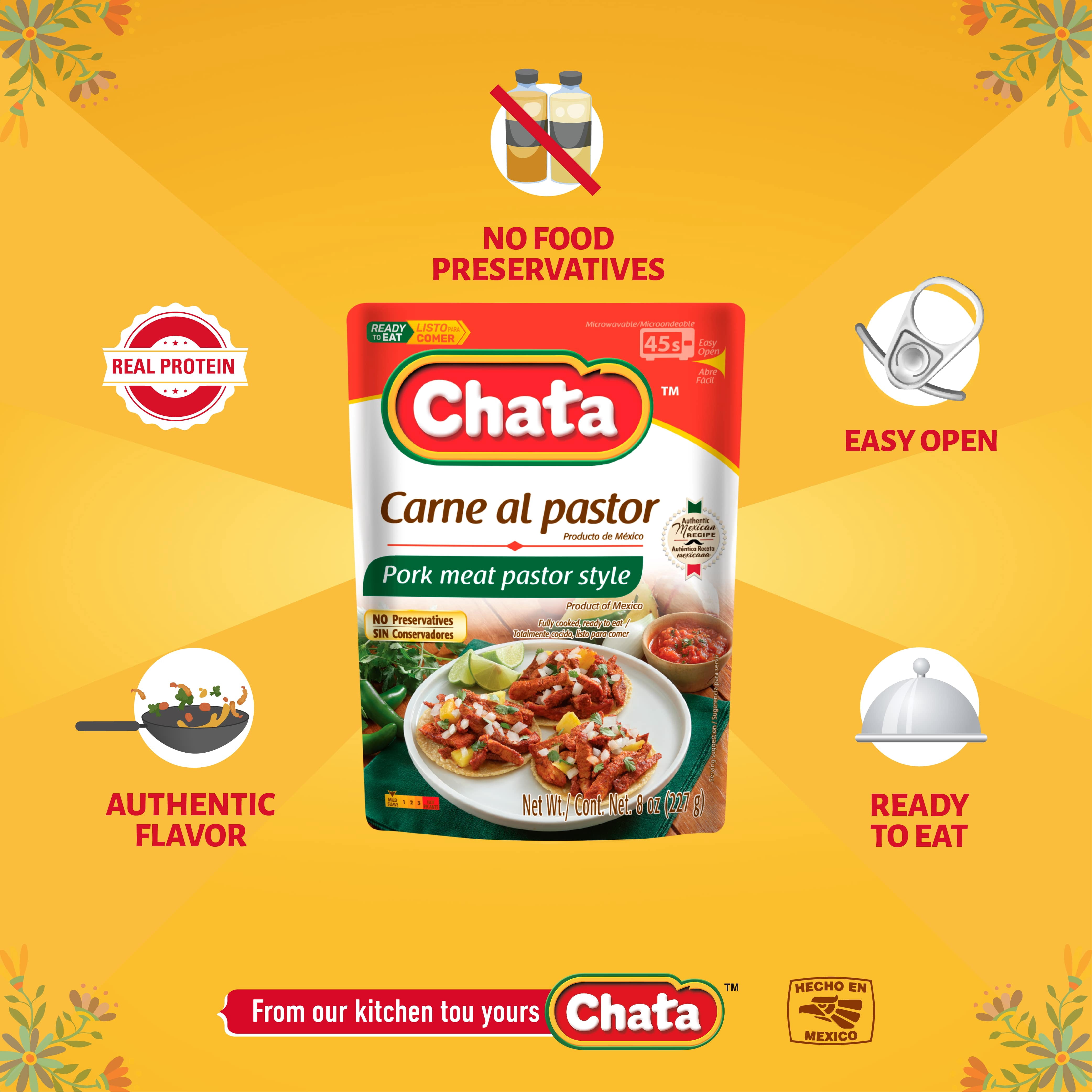 Chata Pork Meat Pastor Style Pouch, 8 oz, Pack of 2