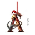thumbnail image 2 of Personalized Initial A-Z Christmas Ornament Dragon Design Holiday Decoration for Tree Unique Custom Hanging Keepsake Gift, 2 of 4