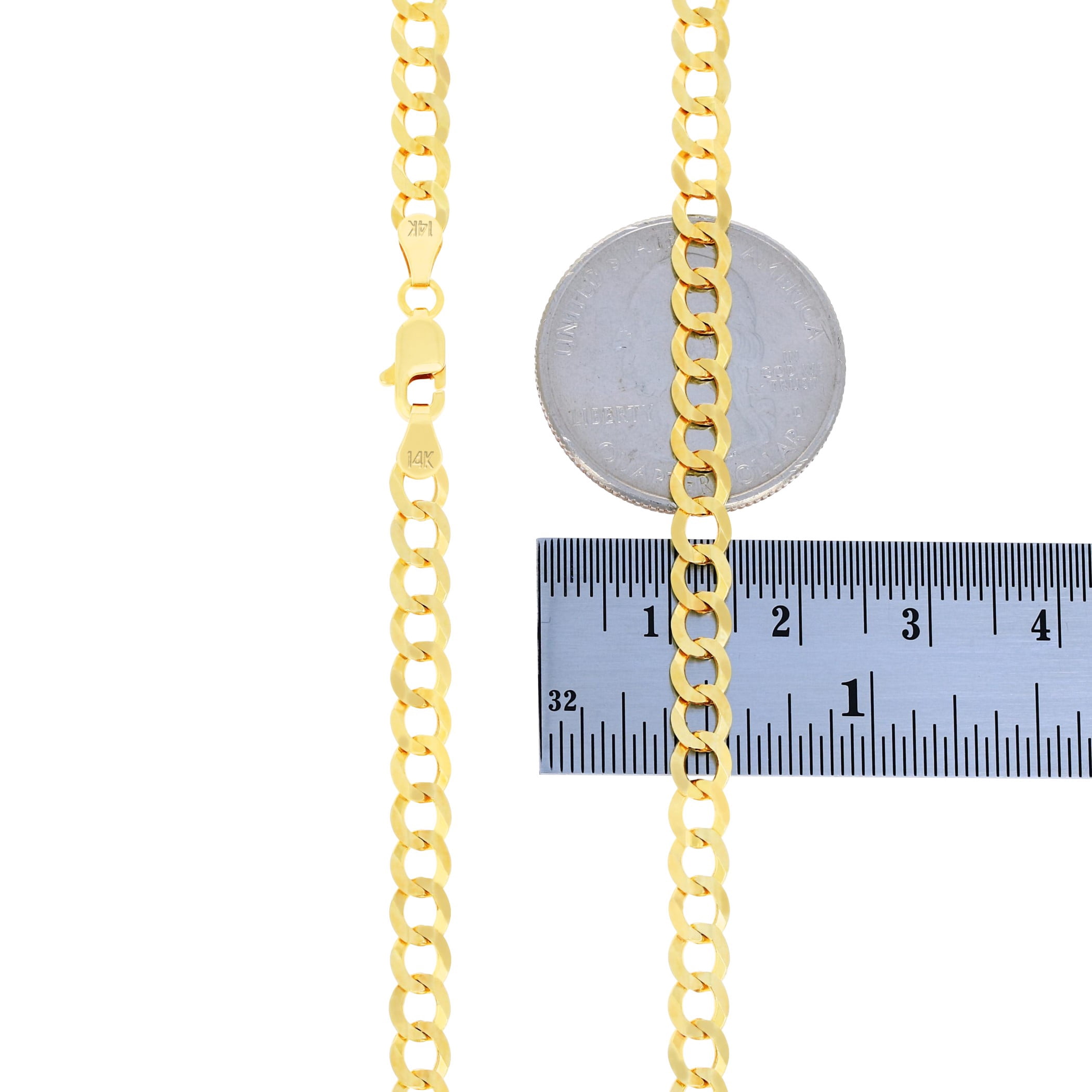Nuragold 14k Real Yellow Gold Solid Cuban Curb Link 5mm Chain Bracelet (7"-9") Italian Jewelry for Men & Women