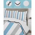 thumbnail image 4 of Quilts Full Size, Blue Grey Stripe Soft Comforter Bedding Set for Bed, Modern Farmhouse Vertical Striped Lightweight Quilted Bedspread with Pillow Cover(2 Pieces) for All Season, 78x90 Inch, 4 of 6