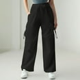 thumbnail image 6 of MELDVDIB Womens Cargo Travel Pants Baggy Drawstring Elastic Waist Wide Leg Pants Fashion Casual Solid Color Lounge Trousers with Pocket Black XL, 6 of 6