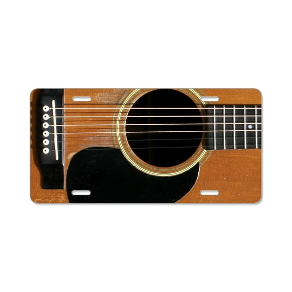CafePress - Old, Acoustic Guitar - Aluminum License Plate, Front License Plate, Vanity Tag