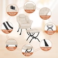 thumbnail image 4 of Beige lazy reading chair con ottoman, armrests y a side pocket - ideal para para small spaces, 4 of 9