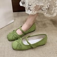 thumbnail image 5 of Bxsruta Women's Flock Mary Jane Flats with Bow and Adjustable Buckle Strap Casual Slip on Shoes, 5 of 7