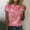 Pink, variant on Silver Plus Size Blouses for Women, Polyester Juniors Tops, Short Sleeve Lightweight Button Down Shirt Women, Athletic Tops, Sequin Weekend Printed Womens Clothes Trendy Spring 2024