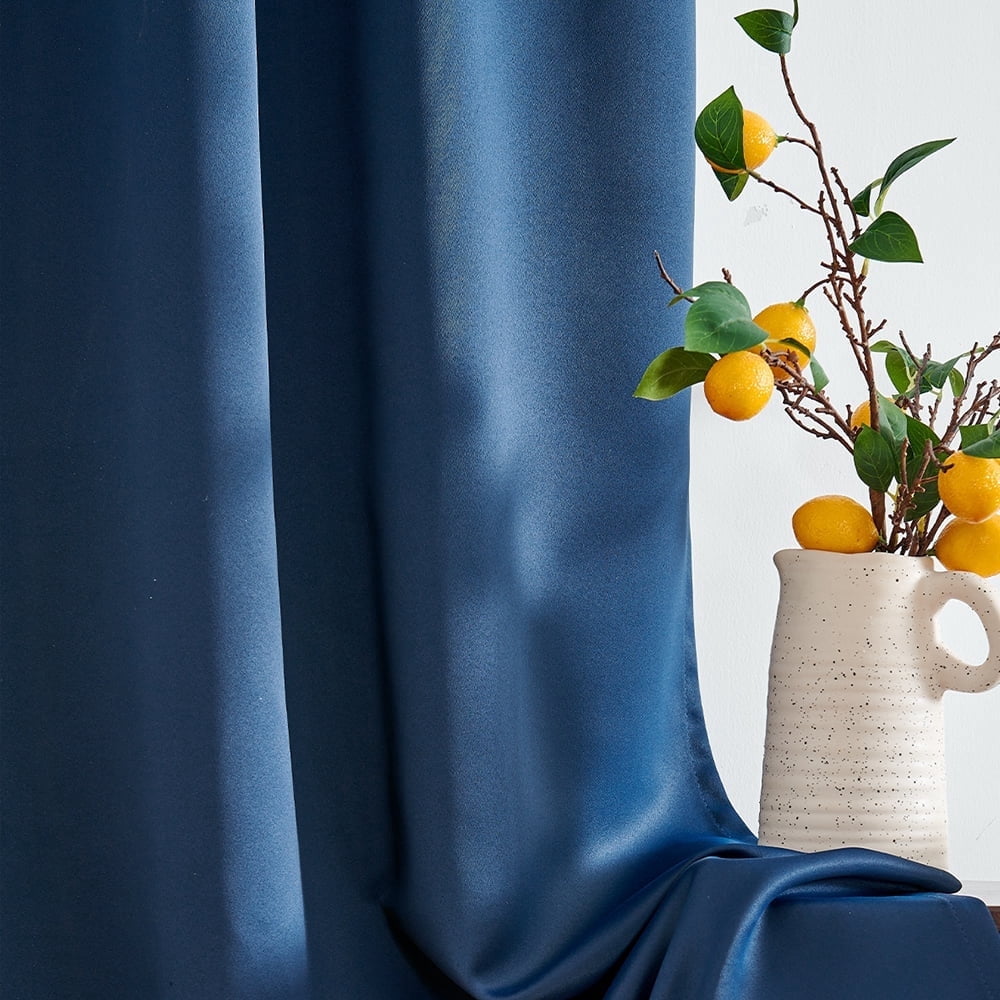TOPICK Navy Blackout Curtains Solid Grommet Drapes for Bedroom Living Room Dining Room 2 Panels W40" x L96" inch