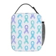 thumbnail image 3 of Portable Handheld Insulated Lunch Bag 10×8×4in Men And Women Universal Reuse Function Fully Used For Work Office Travel Cancer Awareness Ribbon Pattern - Watercolor Pastels, 3 of 9