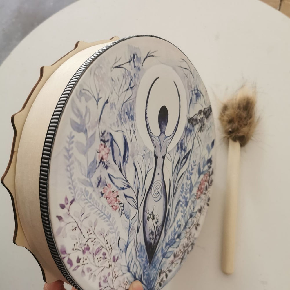 Hand Drum, Handmade Shamanic Drum Musical Percussion Instrument Colorful Wood Frame Drum with Drum Stick