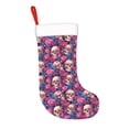 thumbnail image 2 of Balery Skull rose blue flower Pattern Christmas Stockings with Initials, 18" Large Knit Christmas Stocking,Xmas Stocking for Kids, Holiday and Family Stocking, 2 of 7
