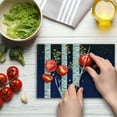 thumbnail image 4 of Autumn Cutting Board, Birch Trees Colorful Fall Season Foliage Leaves on a Starry Night Sky Backdrop, Decorative Tempered Glass Cutting and Serving Board, Small Size, Blue White Brown, by Ambesonne, 4 of 5