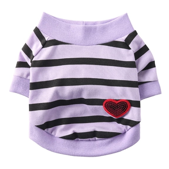 Striped Dog T-Shirt, Comfortable Pet Apparel for Small Dogs and Cats(Slim Purple,L)