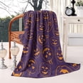 thumbnail image 3 of Halloween Orange Pumpkins on Purple Blanket,Comfortable Soft Flannel Throw Blanket,All Season,Warm Lightweight Blankets for Sofa Bed Couch Living Room Chair,50"x60", 3 of 4