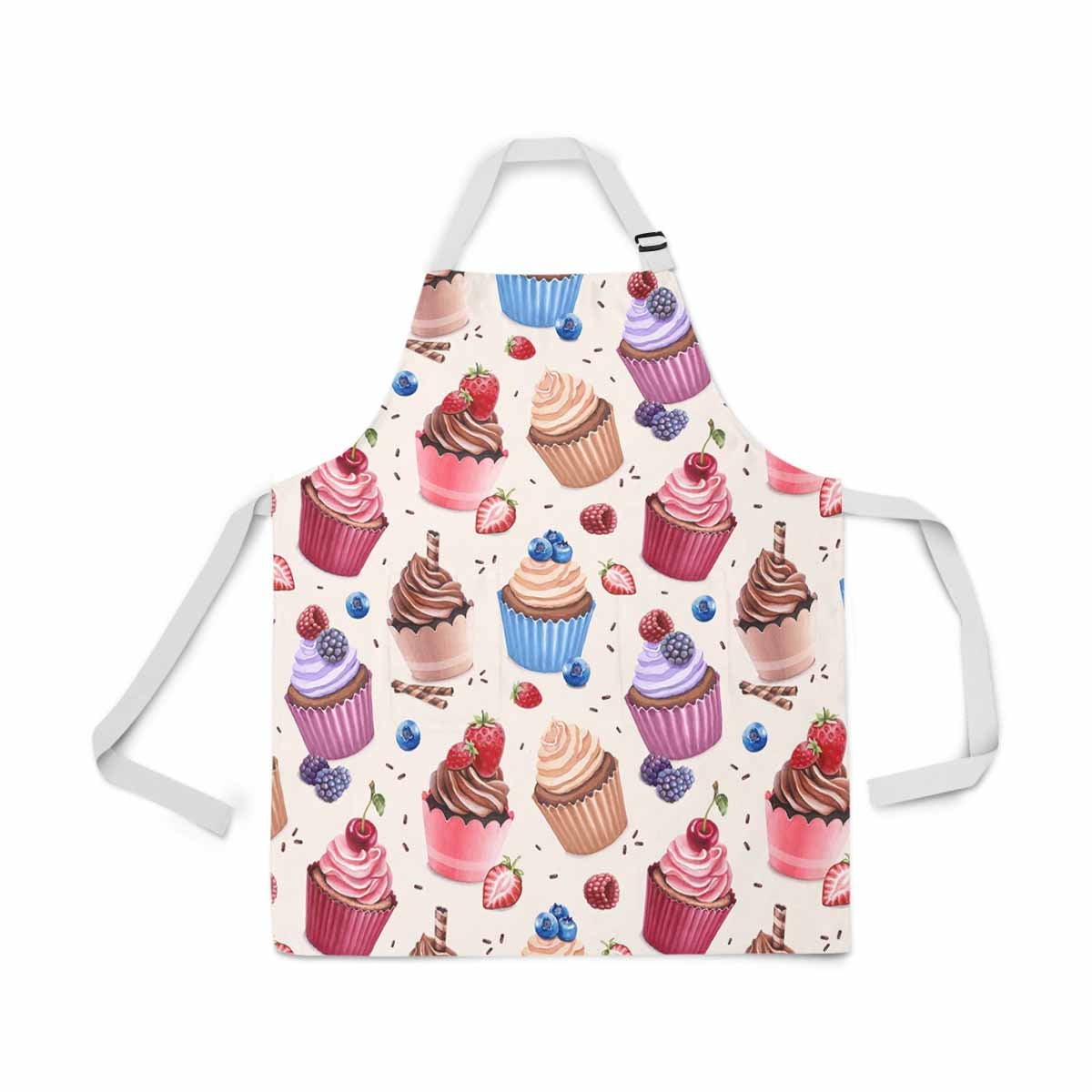ASHLEIGH Cupcakes Seamless Pattern Adjustable Bib Apron for Women Men Girls Chef with Pockets Novelty Kitchen Apron for Cooking Baking Gardening Pet Grooming Cleaning